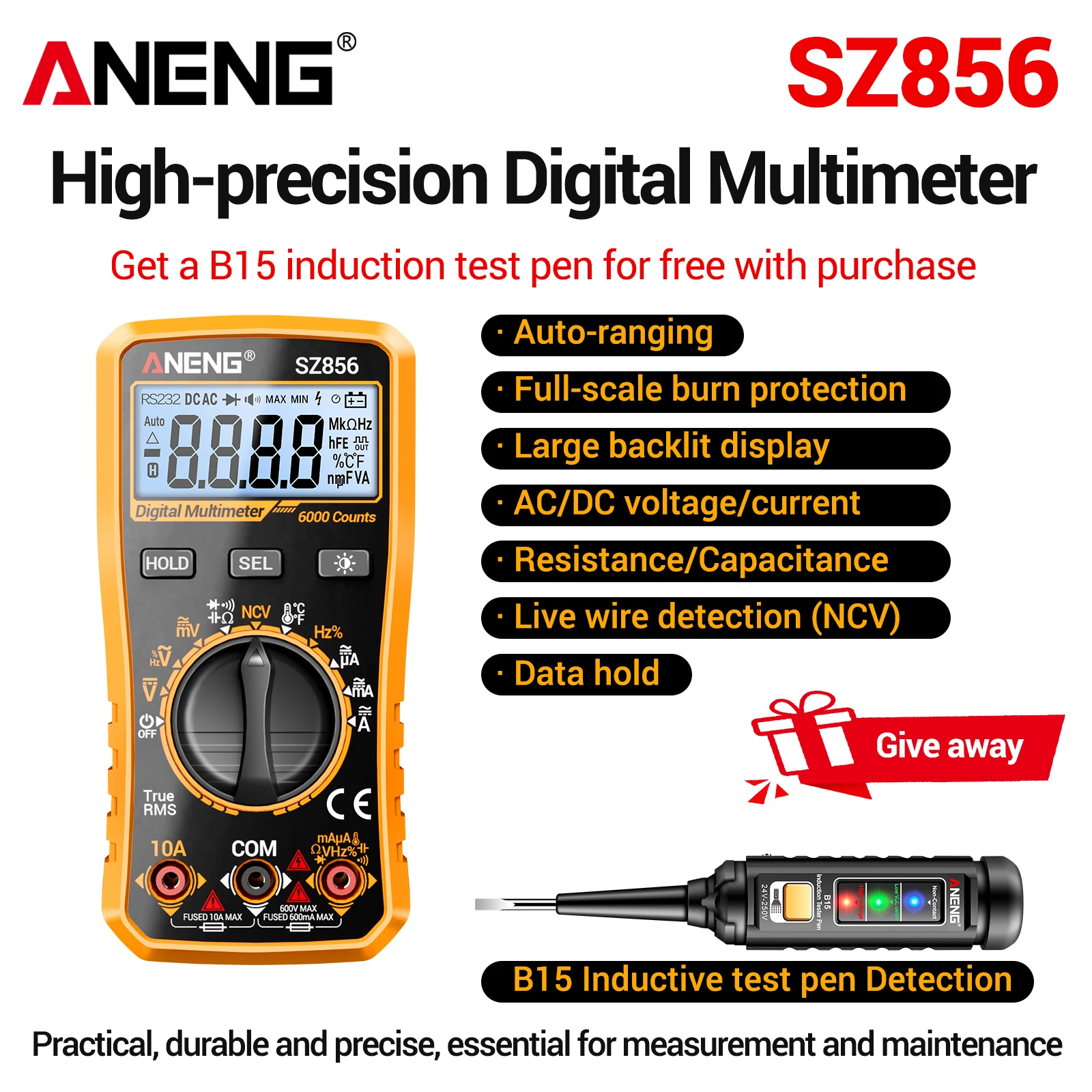 ANENG SZ856 มัลติมิเตอร์อัจฉริ - Diy Electronics Gifts บทวิจารณ์และราคา